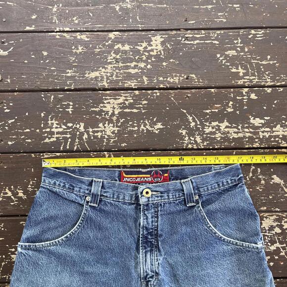 (34) Vintage 90s Y2K JNCO Jeans Jean Shorts Jorts Tribal Embroidered Baggy Skate - Picture 5 of 8